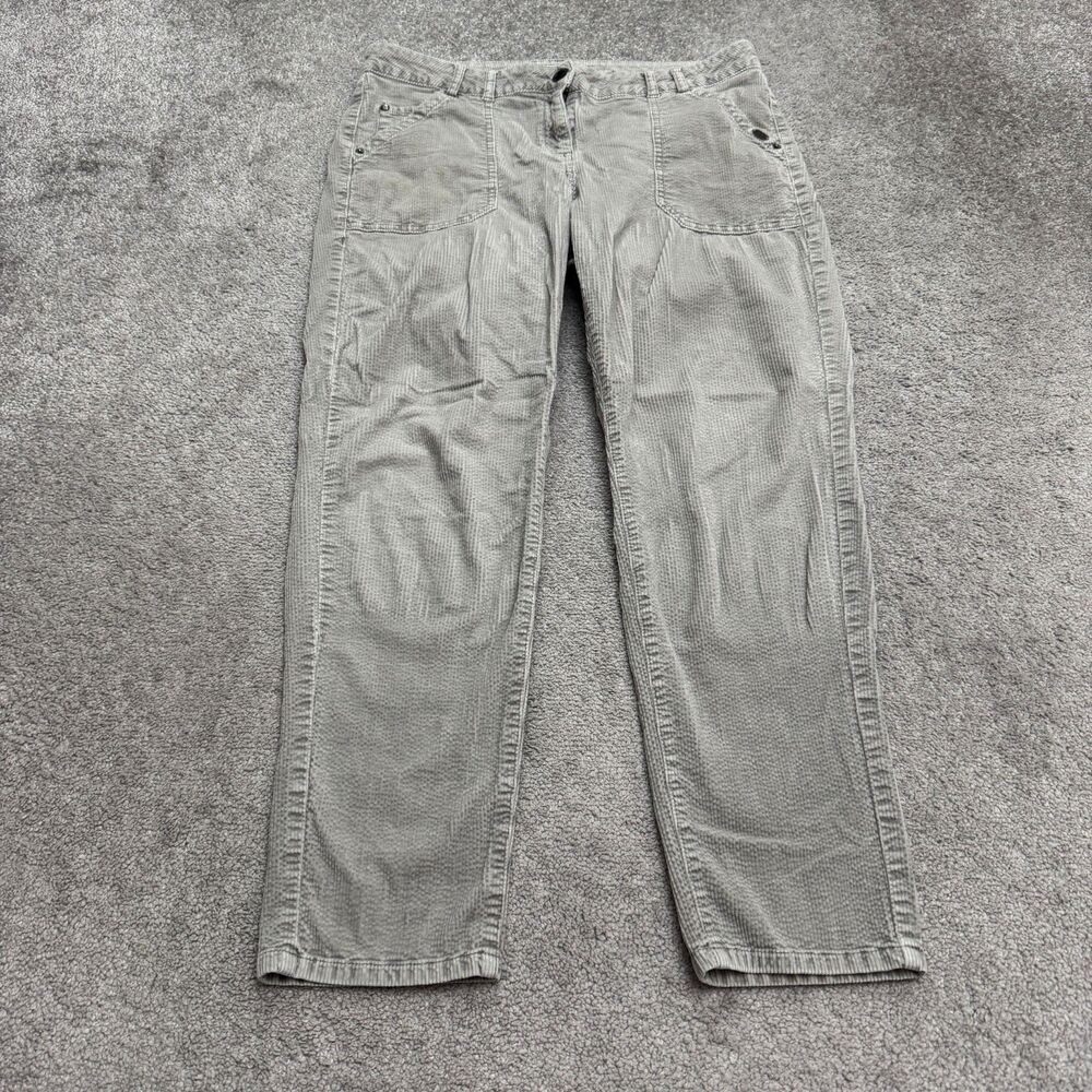 Mat de Misaine Corduroy Pants Women 14 Gray Textured Straight Leg Casual Stretch